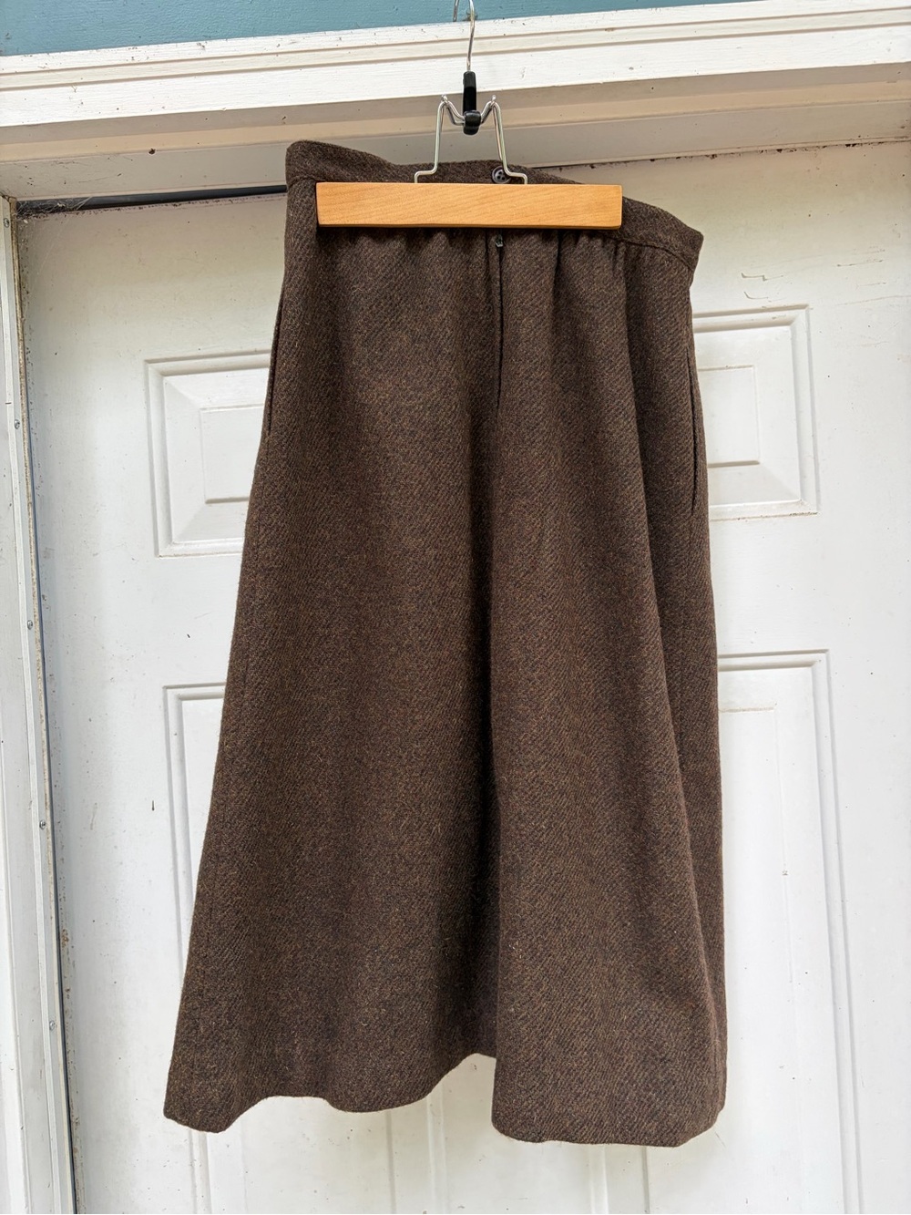 Classic Brown Wool A-Line Skirt
